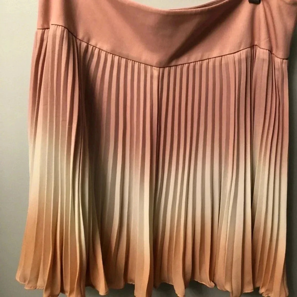 Ann Taylor ombré peach white pink skirt 10 short pleated circle spring - Picture 7 of 7